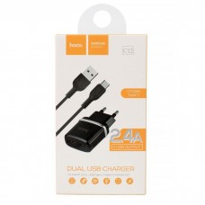 CARGADOR MOVIL 2.4A + CABLE USB-C NEGRO