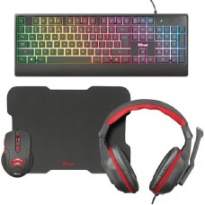 Pack Gaming 4 en 1 Trust Ziva- Teclado + Ratón + Auriculares + Alfombrilla