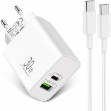 CARGADOR RAPIDO USB-C 30W PD-QC + USB-C