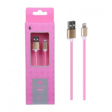 CABLE USB IPHONE 5 6 7 METAL ROSA